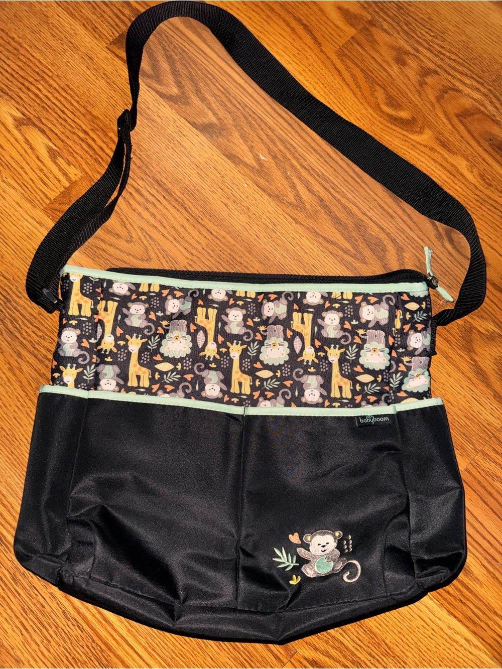 Baby Boom diaper baby crossbody bag with animals monkey, giraffe, lion